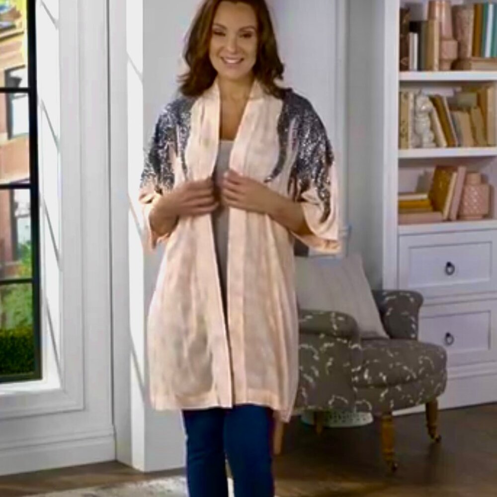 Haute Hippie Tribe Woven Cardigan Sequin Top